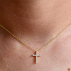 Cross Moissanite Diamond Pendant 14k Real Gold Cross Necklace For Woman, Religious Necklace - JBR Jeweler