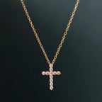 Cross Moissanite Diamond Pendant 14k Real Gold Cross Necklace For Woman, Religious Necklace - JBR Jeweler