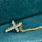 Cross Moissanite Diamond Pendant 14k Real Gold Cross Necklace For Woman, Religious Necklace - JBR Jeweler