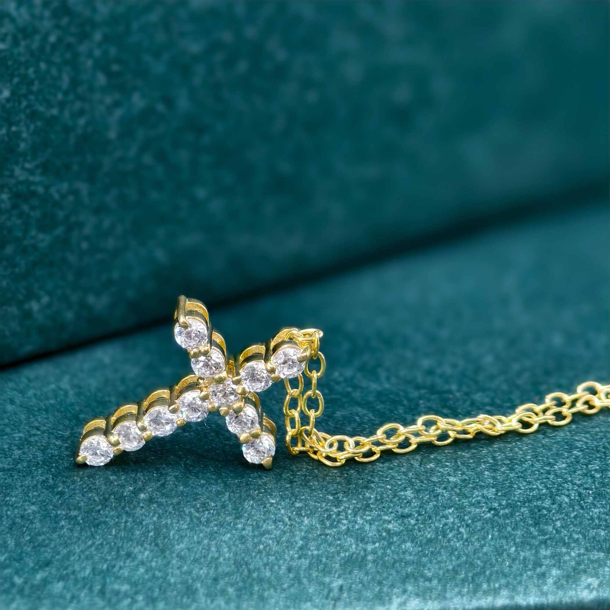 Cross Moissanite Diamond Pendant 14k Real Gold Cross Necklace For Woman, Religious Necklace - JBR Jeweler