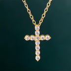 Cross Moissanite Diamond Pendant 14k Real Gold Cross Necklace For Woman, Religious Necklace - JBR Jeweler