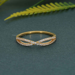 Crossover Pave Set Lab grown Diamond Wedding Band