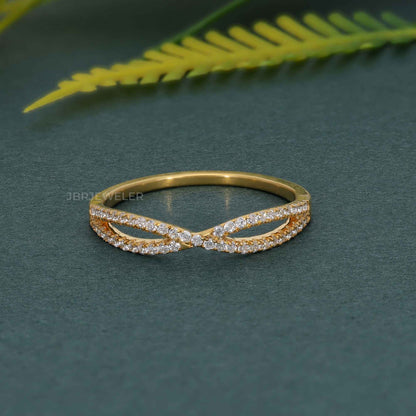 Crossover Pave Set Lab grown Diamond Wedding Band