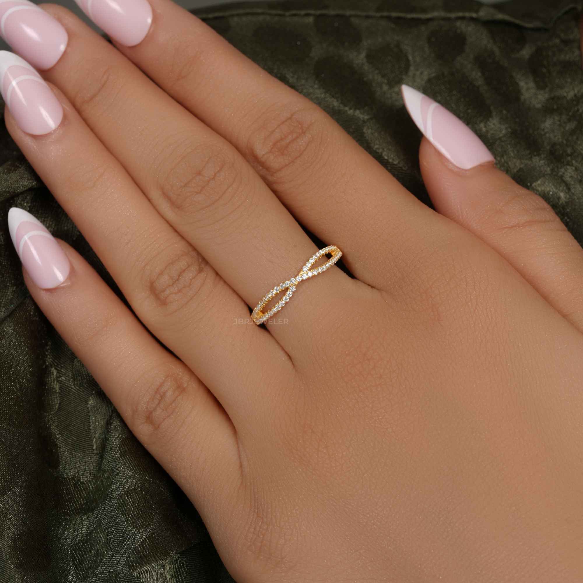Crossover Pave Set Lab grown Diamond Wedding Band - JBR Jeweler