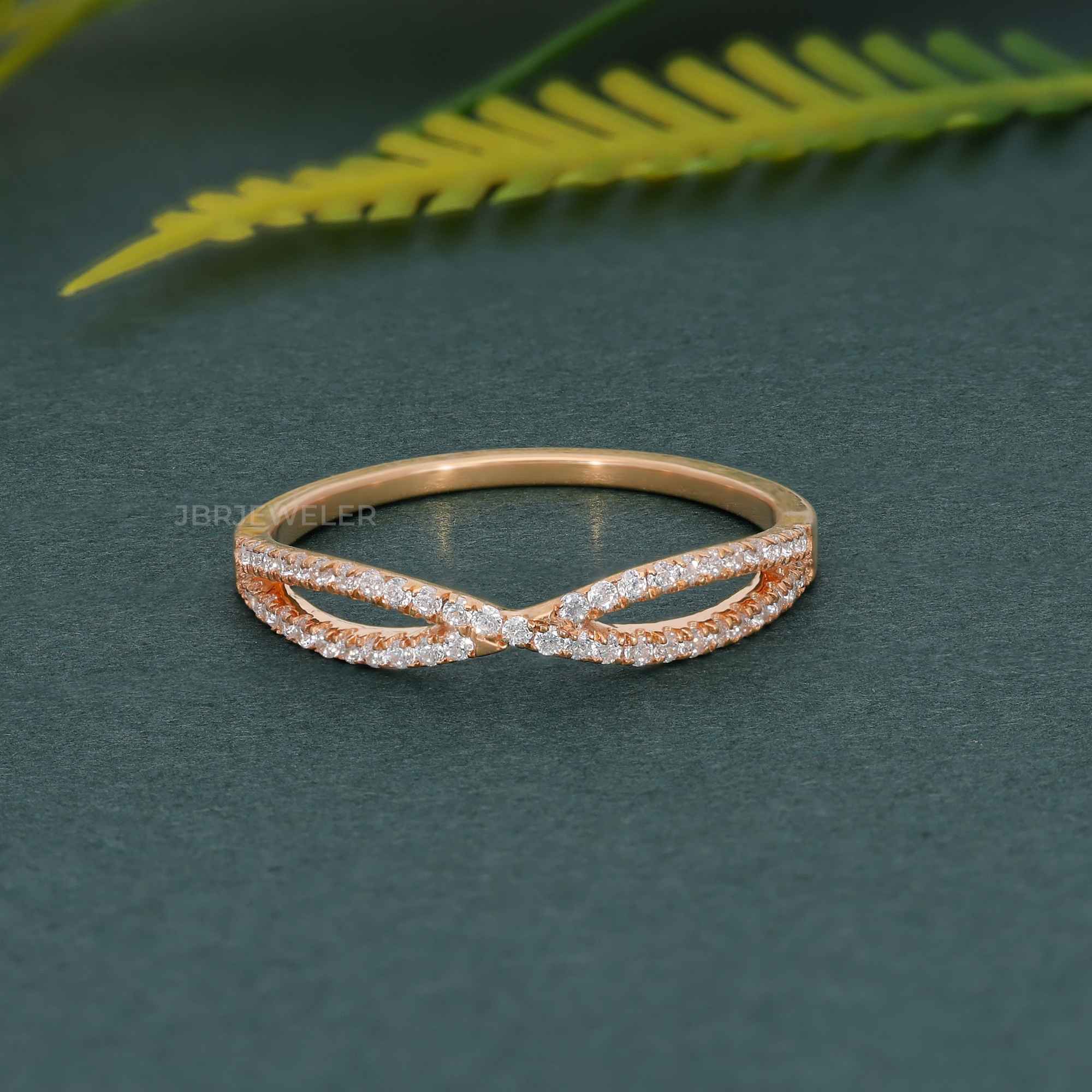 Crossover Pave Set Lab grown Diamond Wedding Band - JBR Jeweler