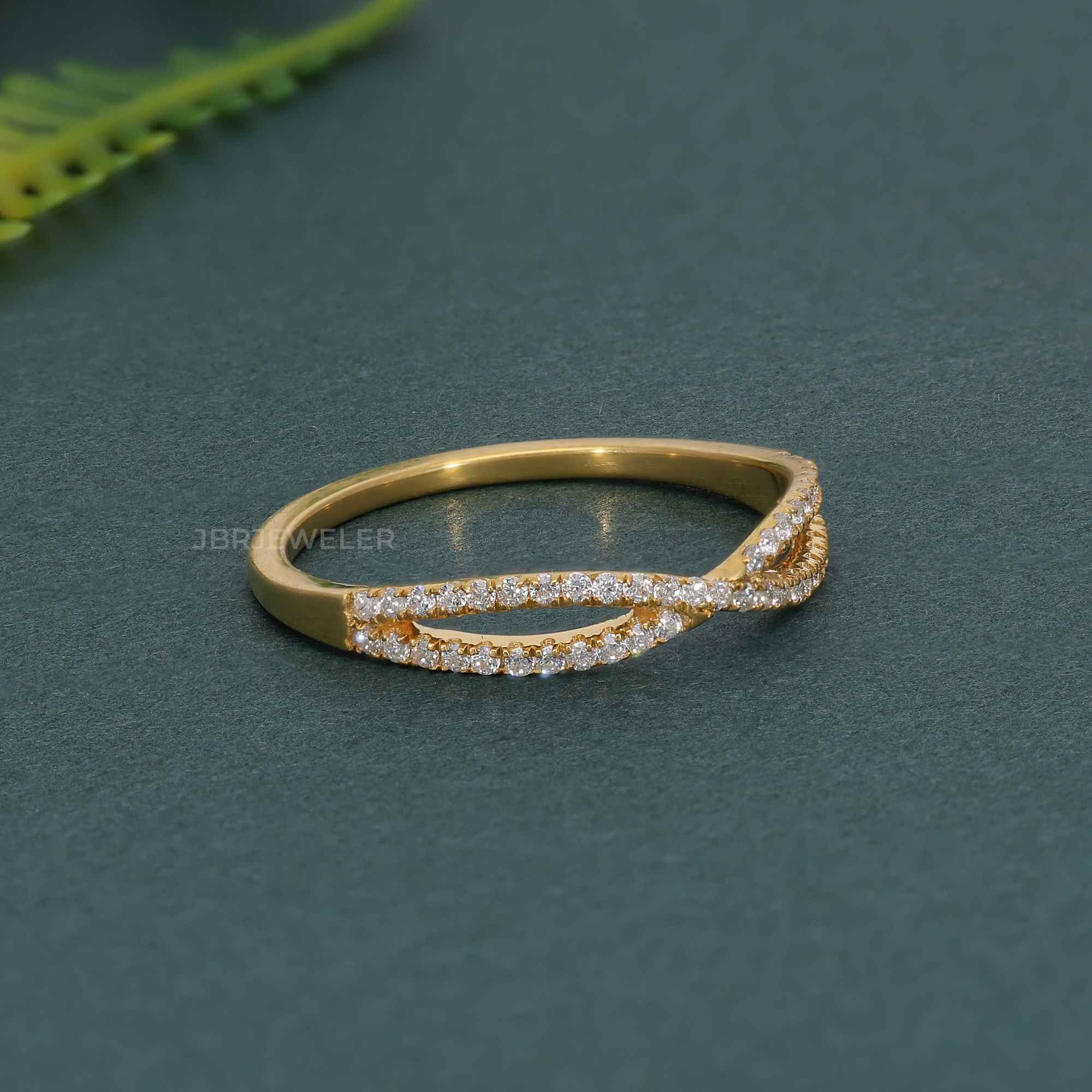 Crossover Pave Set Lab grown Diamond Wedding Band - JBR Jeweler