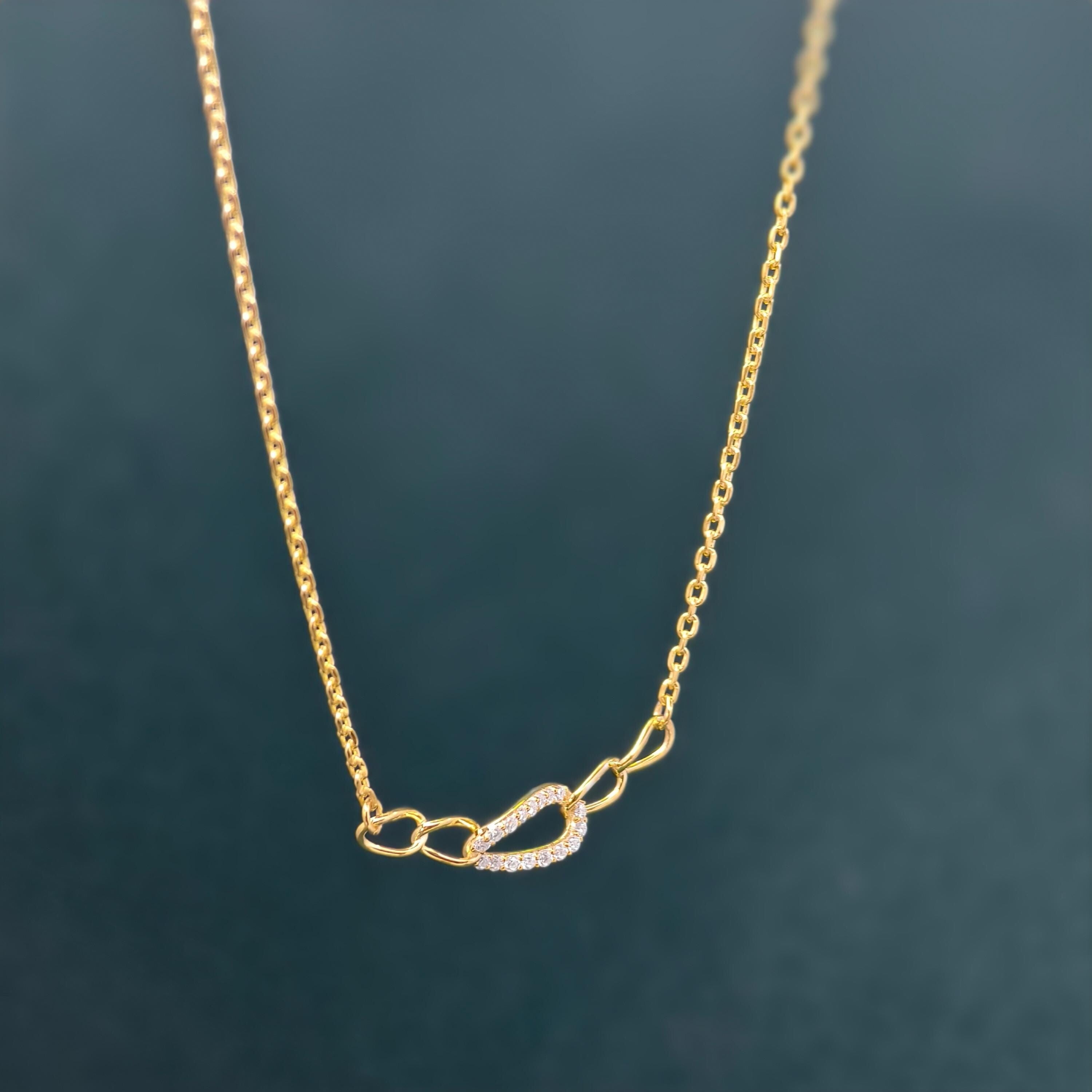 Curb Moissanite Diamond Pave Set Link Unique Necklace for Women - JBR Jeweler