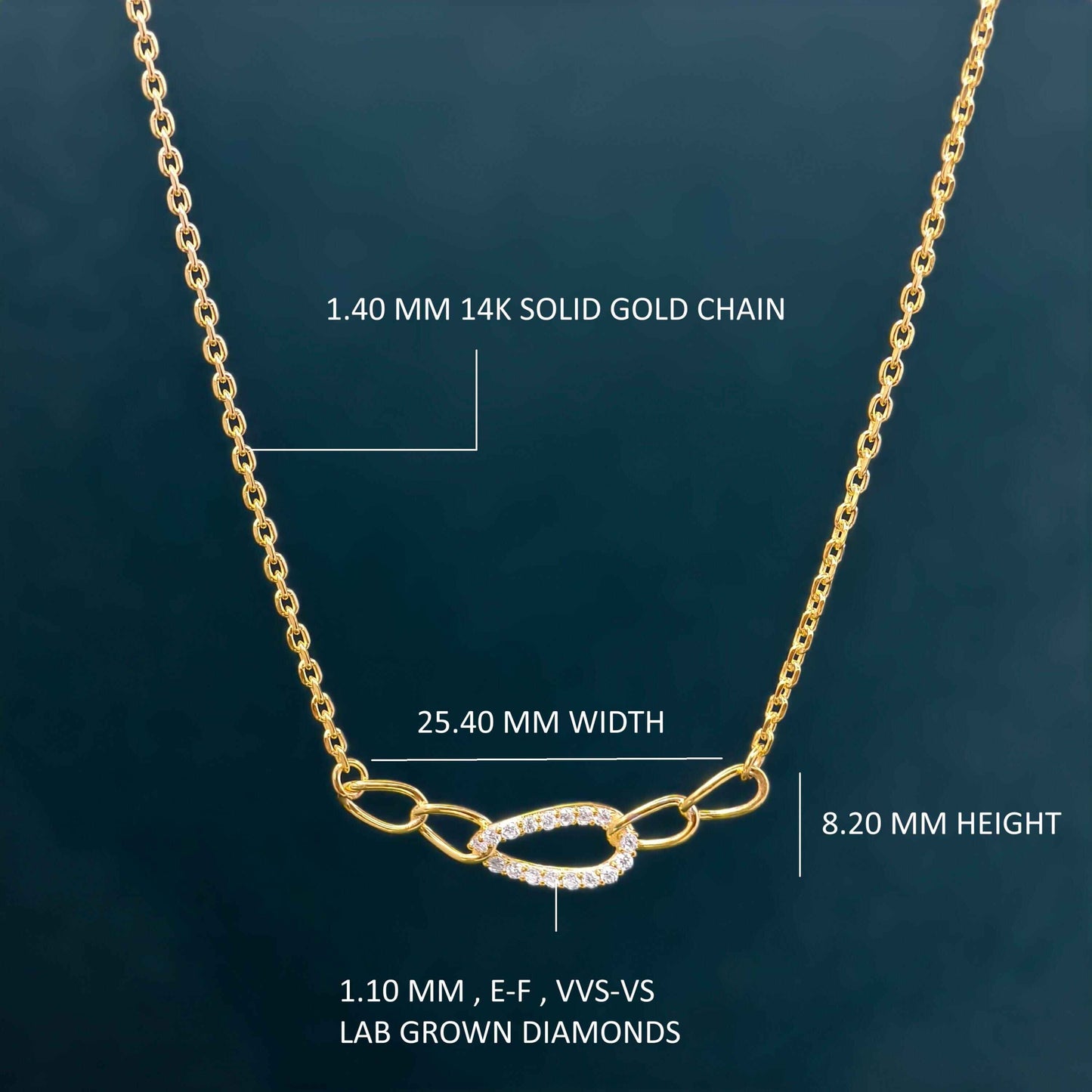 Curb Diamond Pave Set Link Unique Necklace for Women