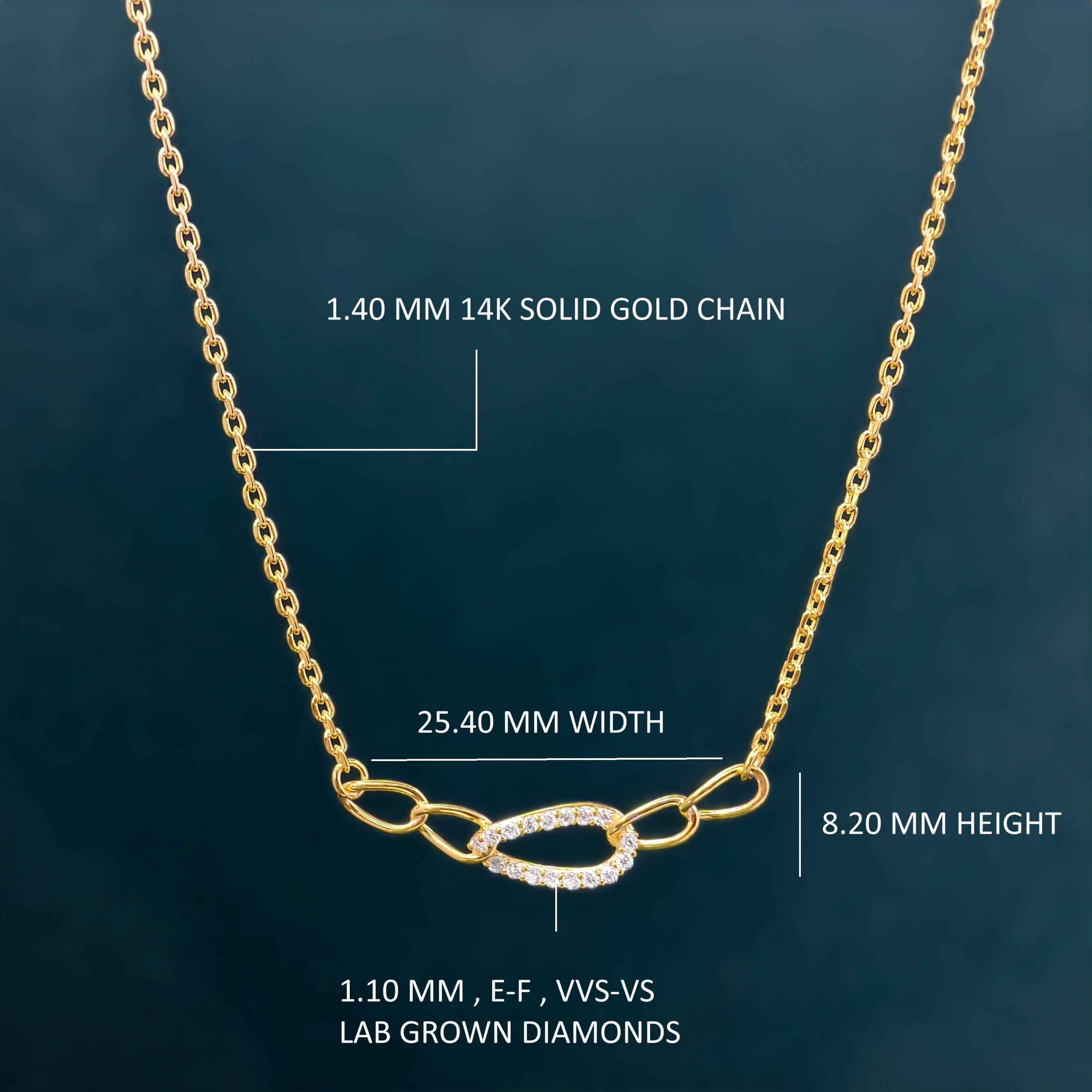 Curb Diamond Pave Set Link Unique Necklace for Women