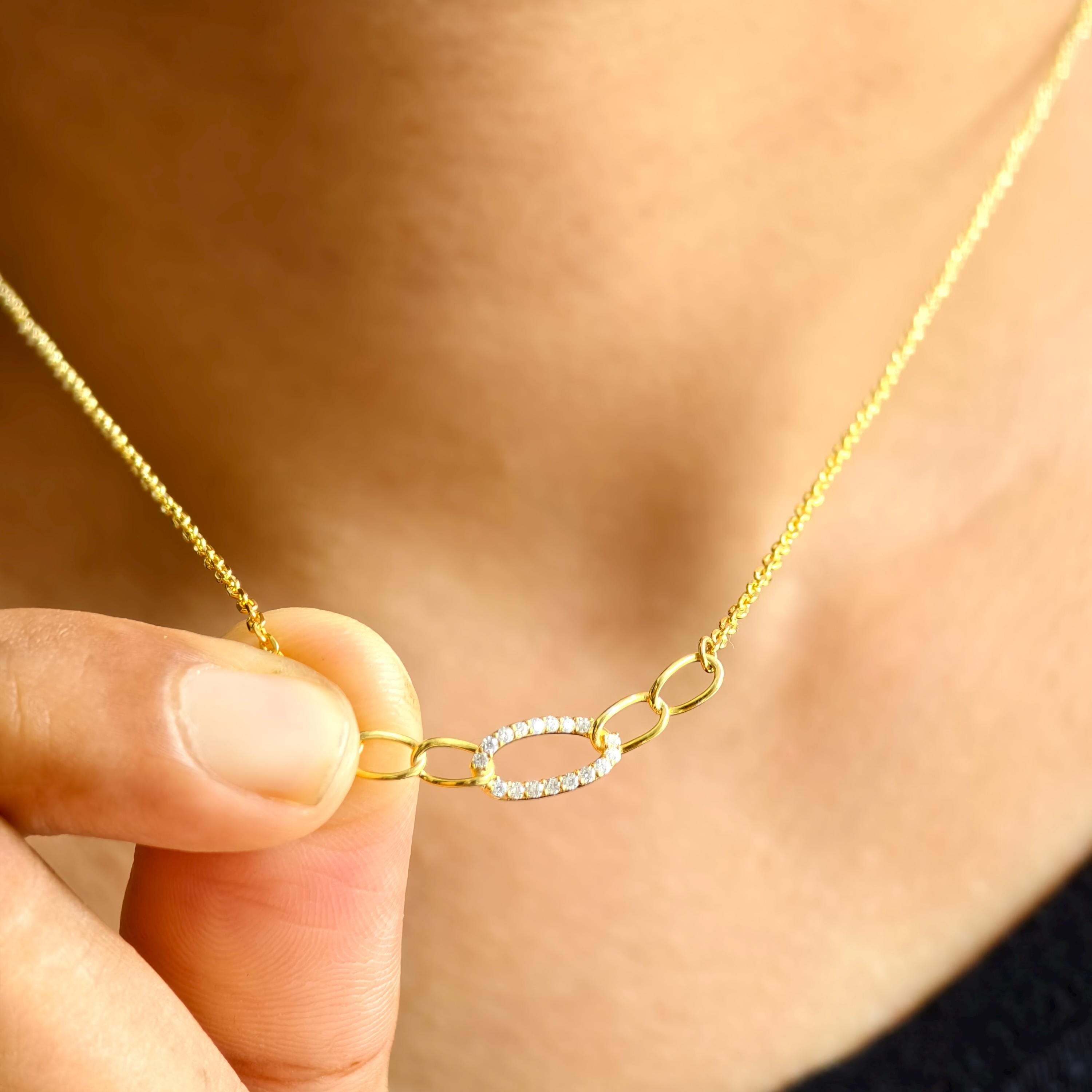 Curb Moissanite Diamond Pave Set Link Unique Necklace for Women - JBR Jeweler