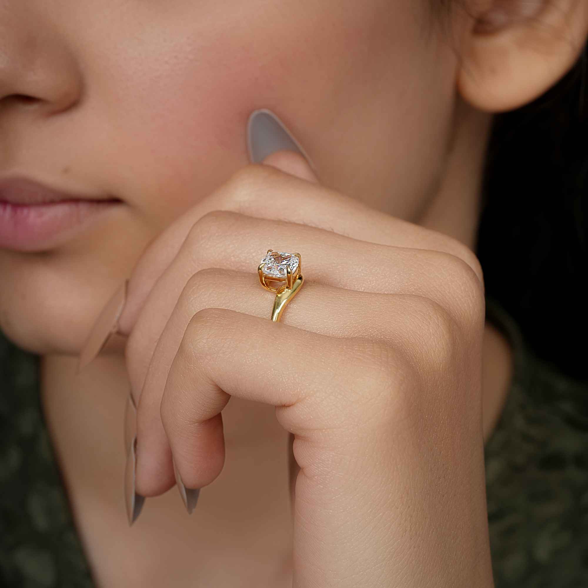 Curved Cushion Cut Lab Grown Diamond Engagement Ring - JBR Jeweler
