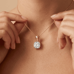 Cushion Cut Diamond Pendant in Yellow Gold Solitaire Necklace