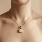 Cushion Cut Diamond Pendant in Yellow Gold Solitaire Necklace