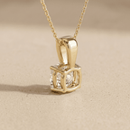 Cushion Cut Diamond Pendant in Yellow Gold Solitaire Necklace