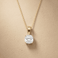 Cushion Cut Diamond Pendant in Yellow Gold Solitaire Necklace