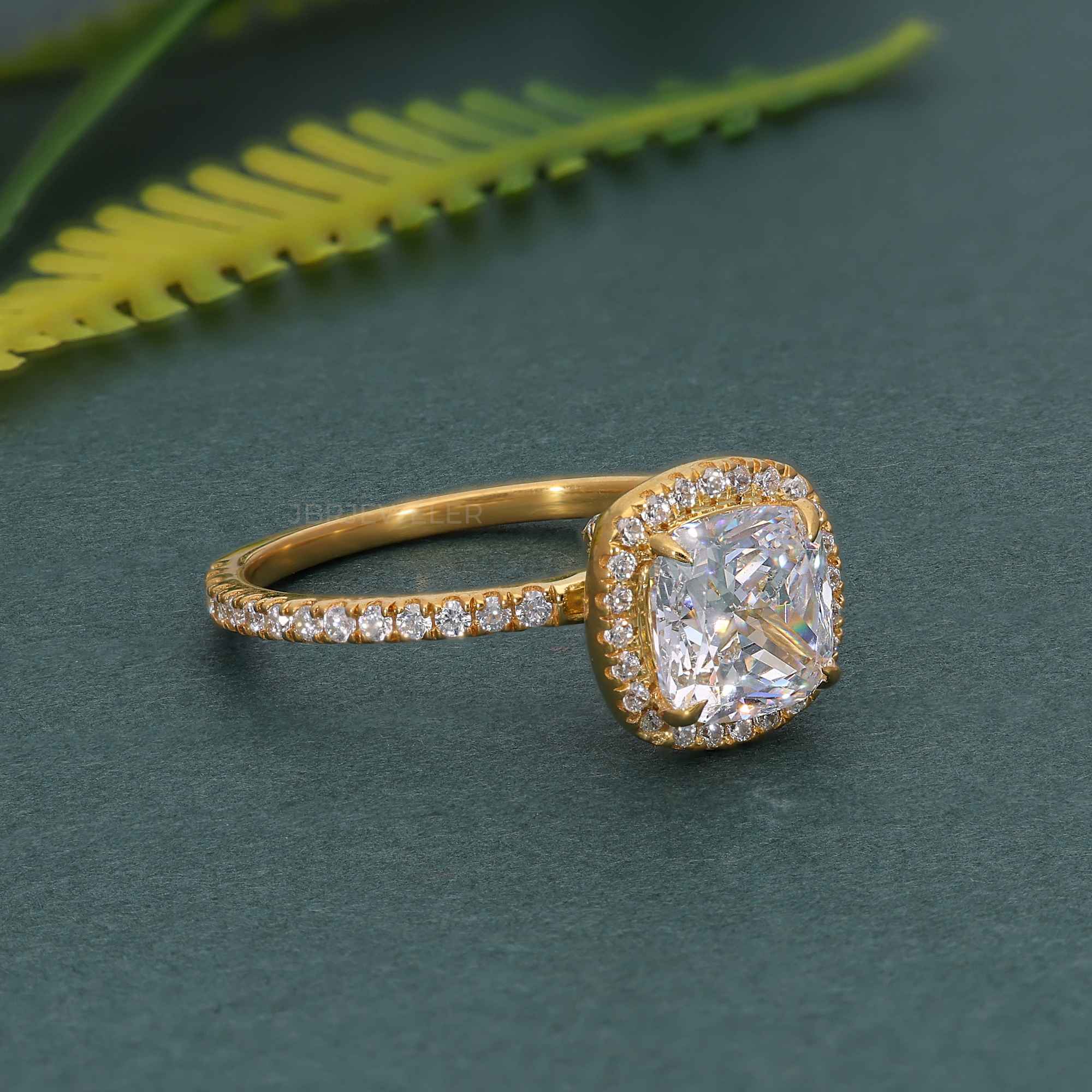 Cushion Cut Halo Lab Grown Diamond Engagement Ring - JBR Jeweler