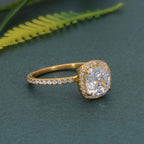 Cushion Cut Halo Moissanite Diamond Engagement Ring - JBR Jeweler