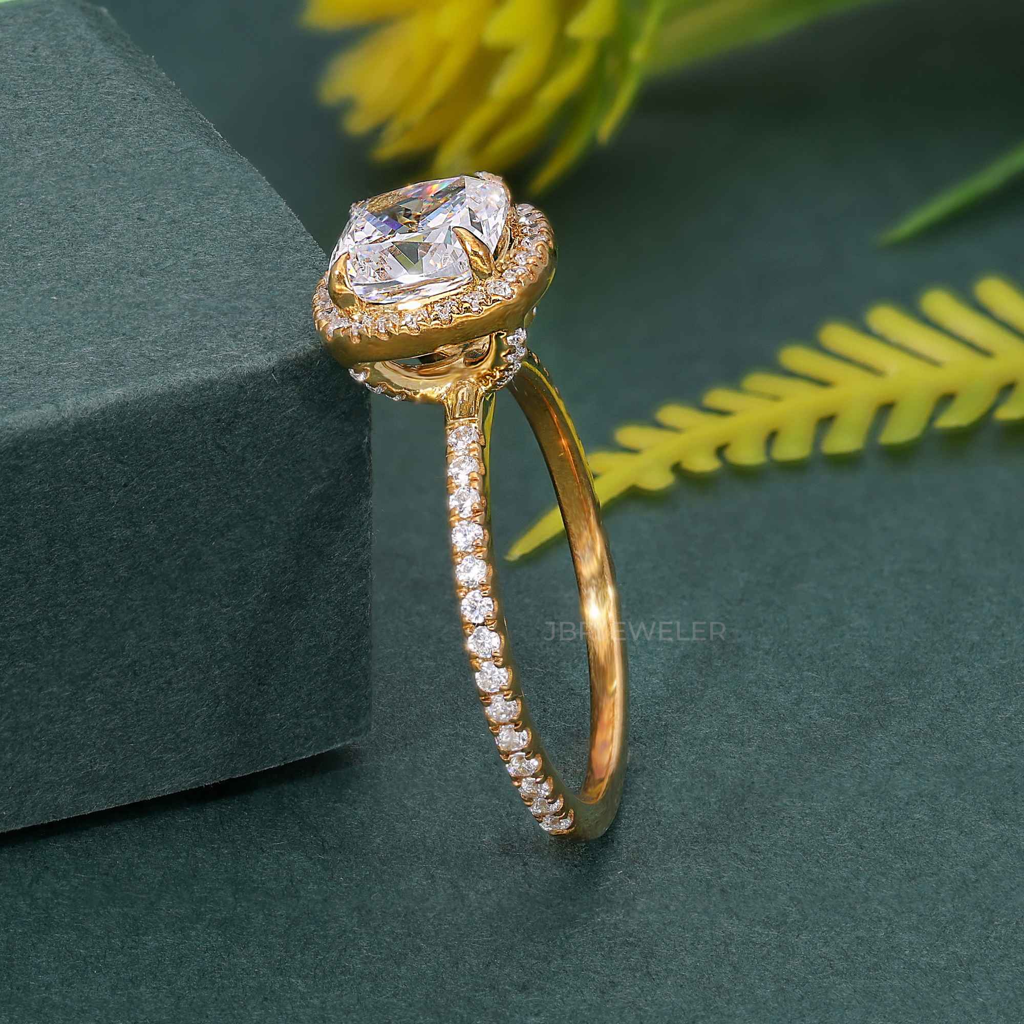 Cushion Cut Halo Lab Grown Diamond Engagement Ring - JBR Jeweler