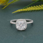 Cushion Cut Halo Lab Grown Diamond Engagement Ring - JBR Jeweler