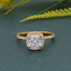 Cushion Cut Halo Moissanite Diamond Engagement Ring - JBR Jeweler