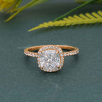 Cushion Cut Halo Moissanite Diamond Engagement Ring - JBR Jeweler