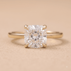 Petal cushion cut lab grown diamond solitaire ring front view