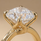 Cushion cut lab grown diamond engagement ring close-up