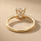 Cushion diamond solitaire ring top view showing facets