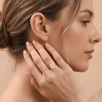 Cushion cut lab grown diamond ring lifestyle shot