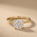 Petal cushion cut lab grown diamond solitaire ring front view