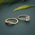 Cushion Cut Lab Grown Diamond Bridal Set With Crescent Matching Band - JBR Jeweler