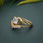 Cushion Cut Lab Grown Diamond Bridal Set With Crescent Matching Band - JBR Jeweler