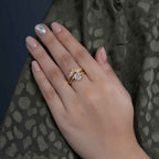 Cushion Cut Lab Grown Diamond Bridal Set With Crescent Matching Band - JBR Jeweler