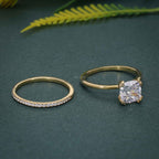 Cushion Cut Solitaire Moissanite Diamond Wedding Ring Sets With Eternity Band - JBR Jeweler