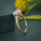 Three Stone Cushion Cut Moissanite Engagement Ring - JBR Jeweler