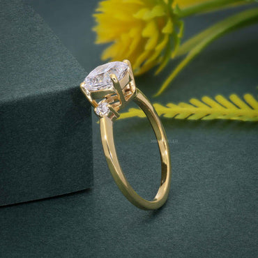 Three Stone Cushion Cut Moissanite Engagement Ring