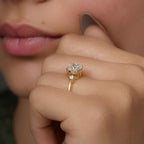 Three Stone Cushion Cut Moissanite Engagement Ring - JBR Jeweler