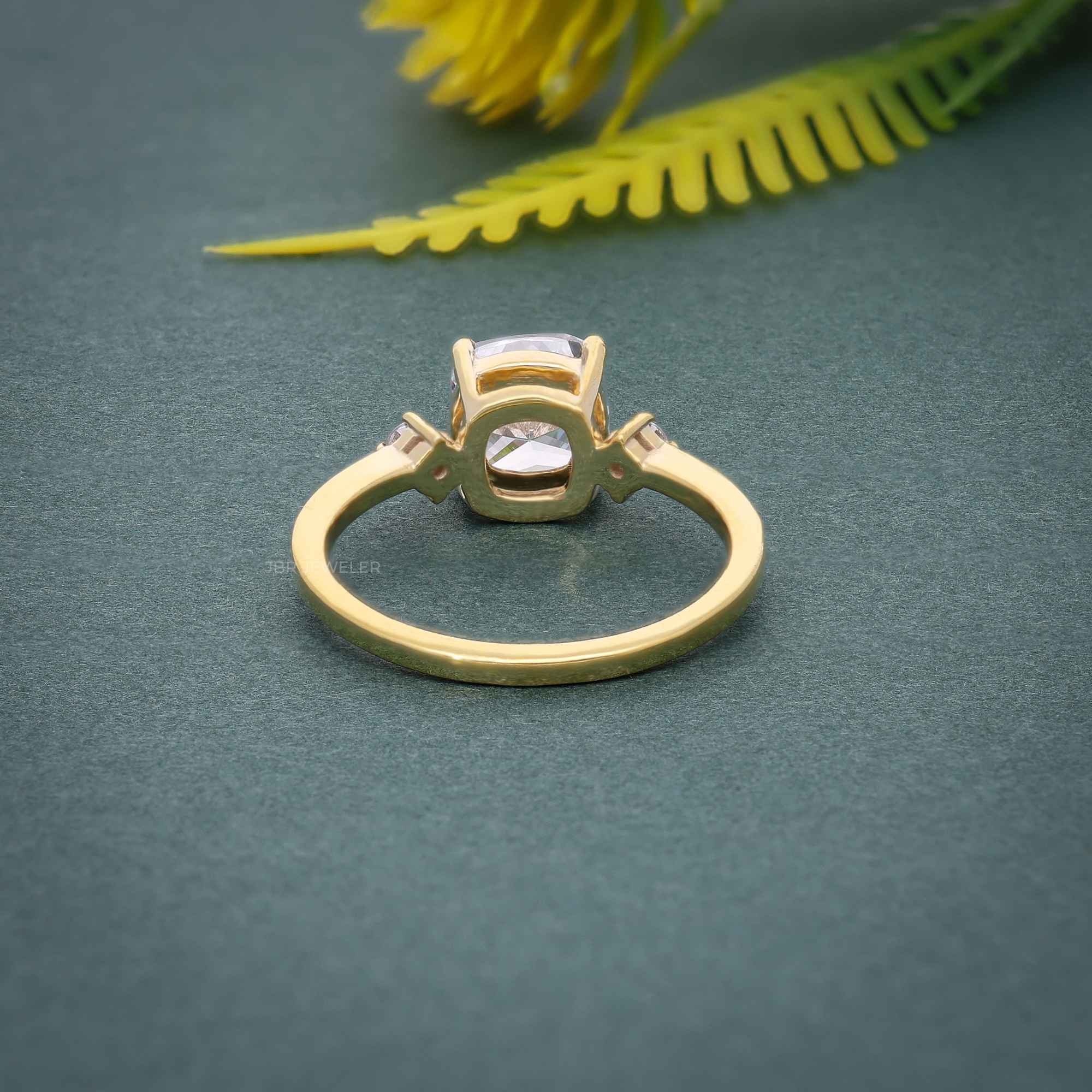 Three Stone Cushion Cut Lab Grown Diamond Engagement Ring - JBR Jeweler