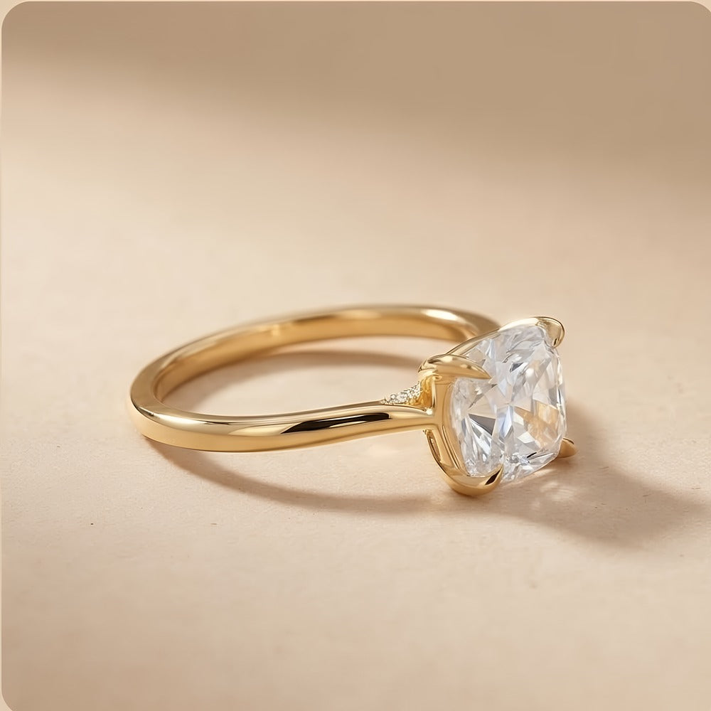 Cushion cathedral proposal ring side profile