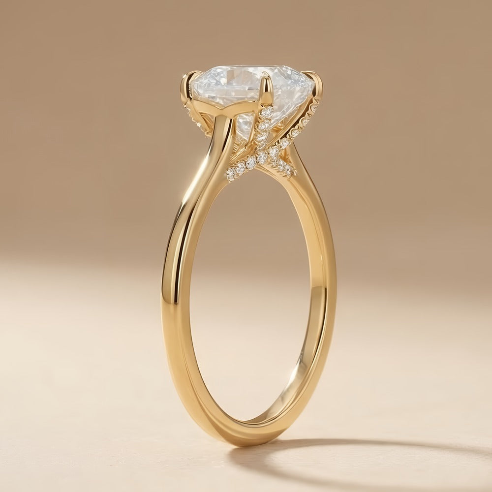 Cushion cathedral proposal ring side profile