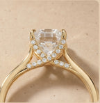 Cushion cathedral proposal ring side profile
