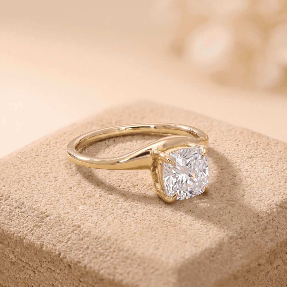 Simple 14K gold cushion cut curved wedding bandSimple 14K gold cushion cut curved wedding band