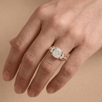 Cushion lab grown diamond ring for bride in gold