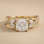 Elegant cushion lab grown diamond bridal ring for women