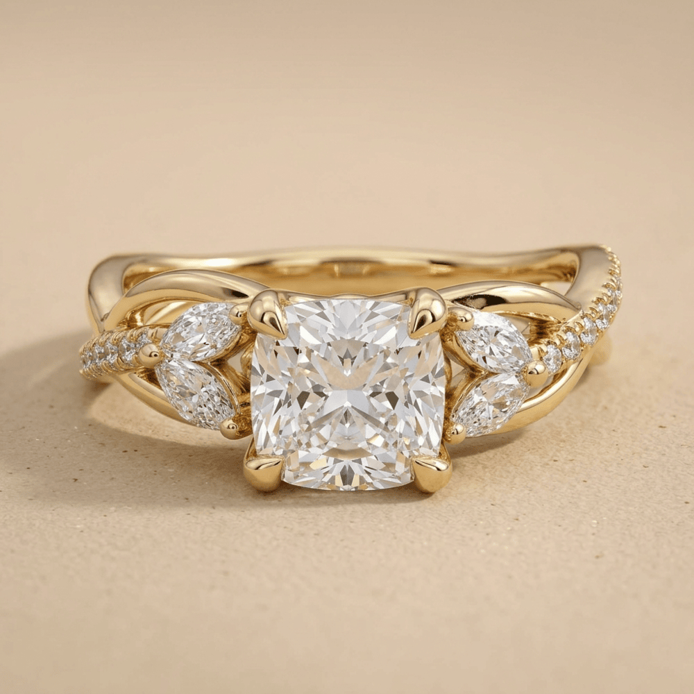 Elegant cushion lab grown diamond bridal ring for women