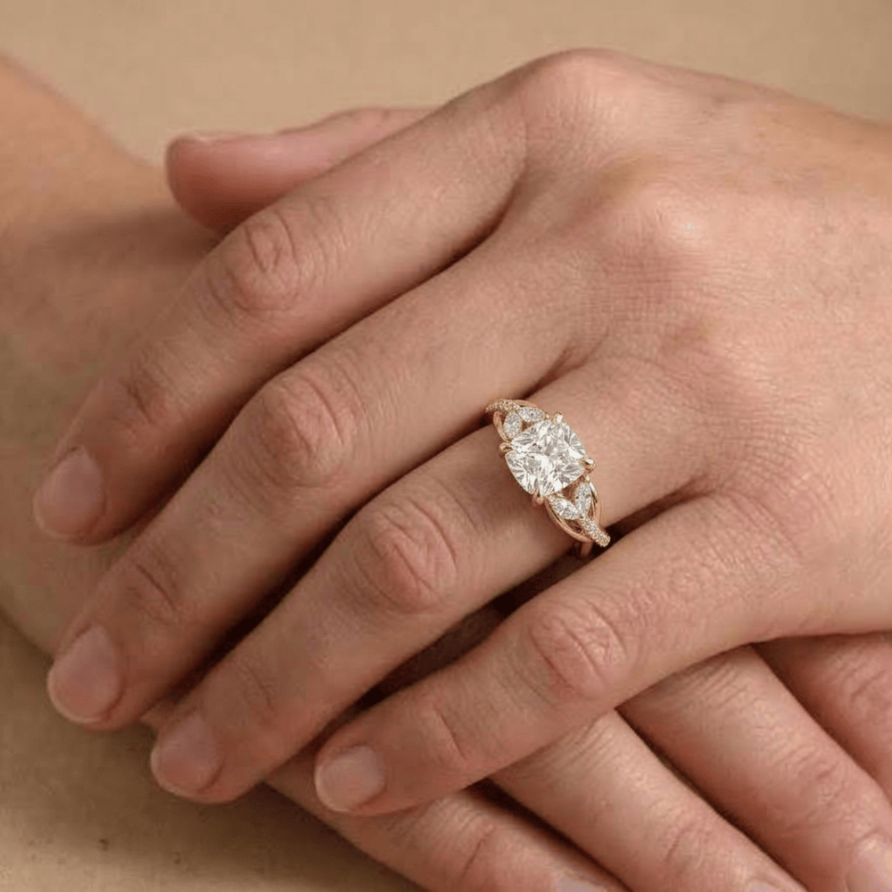 Luxury cushion cut lab grown diamond wedding ring