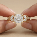 Nature inspired cushion cut lab diamond engagement ring