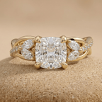 Cushion lab grown diamond nature inspired engagement ring