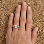 Cushion lab diamond bridal ring with elegant detailing