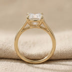 14K gold cushion cut lab grown diamond ring side view